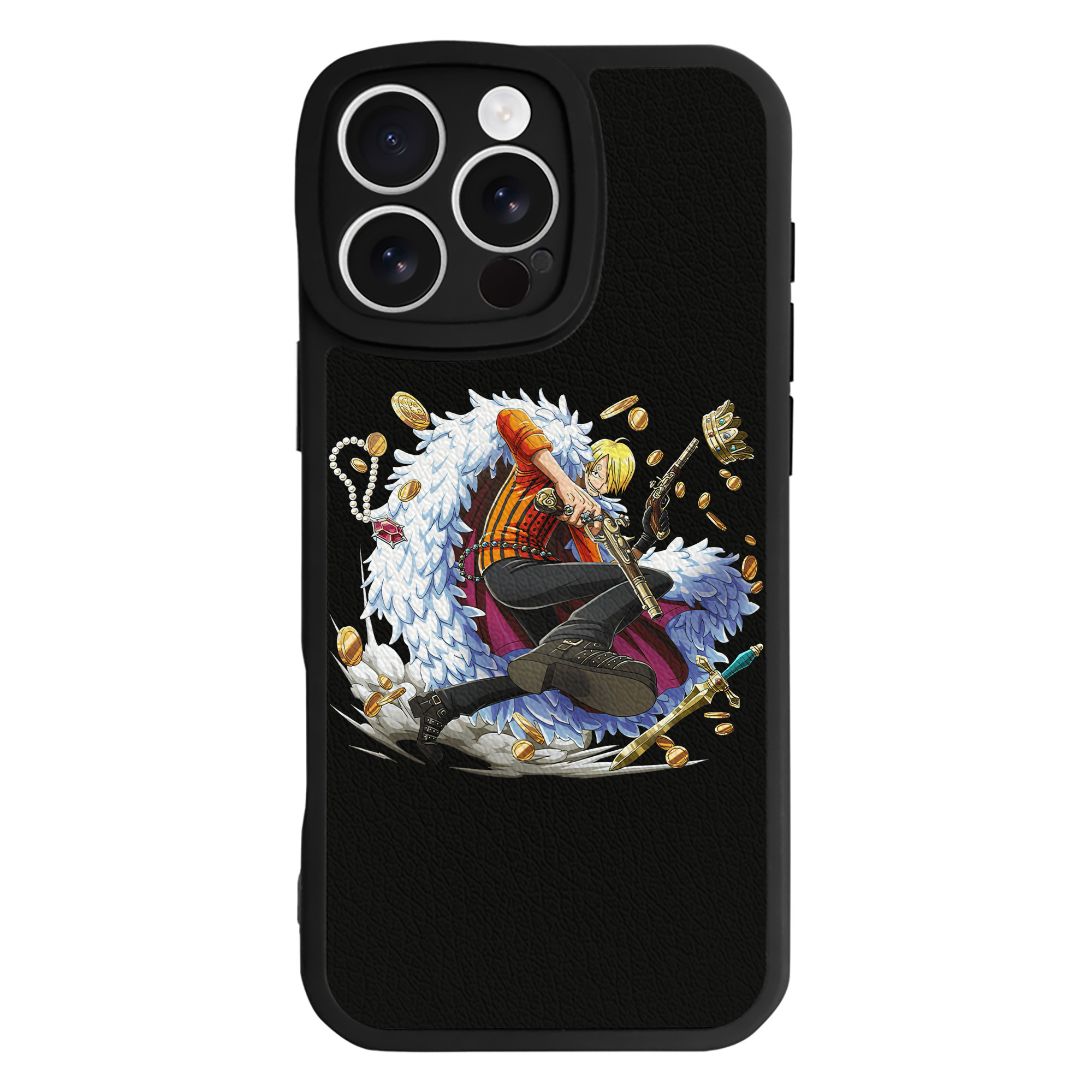 （画像用） ワンピース サンジ ONE PIECE Sanji 【iPhone 16シリーズ対応】シリコンスマホケース（レザー調） 材質：シリコン